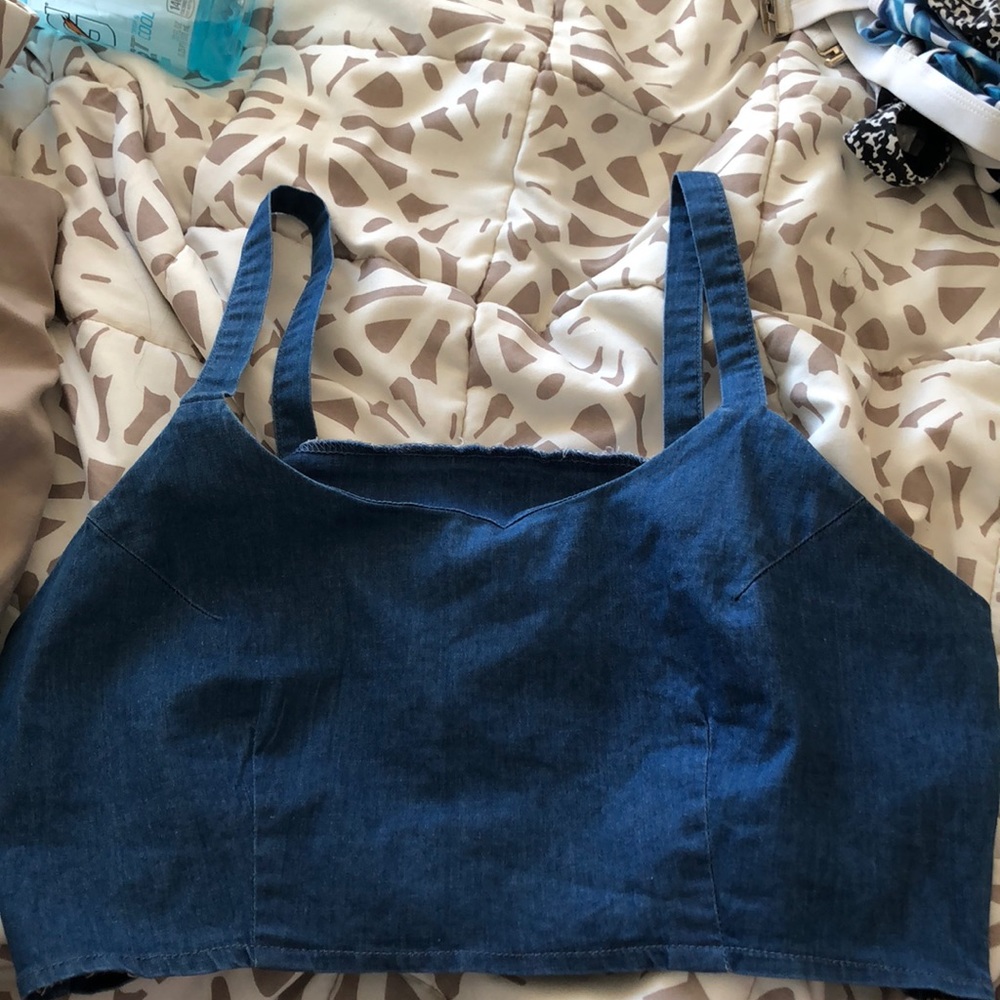 Denim tank top crop top